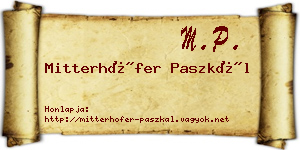 Mitterhöfer Paszkál névjegykártya